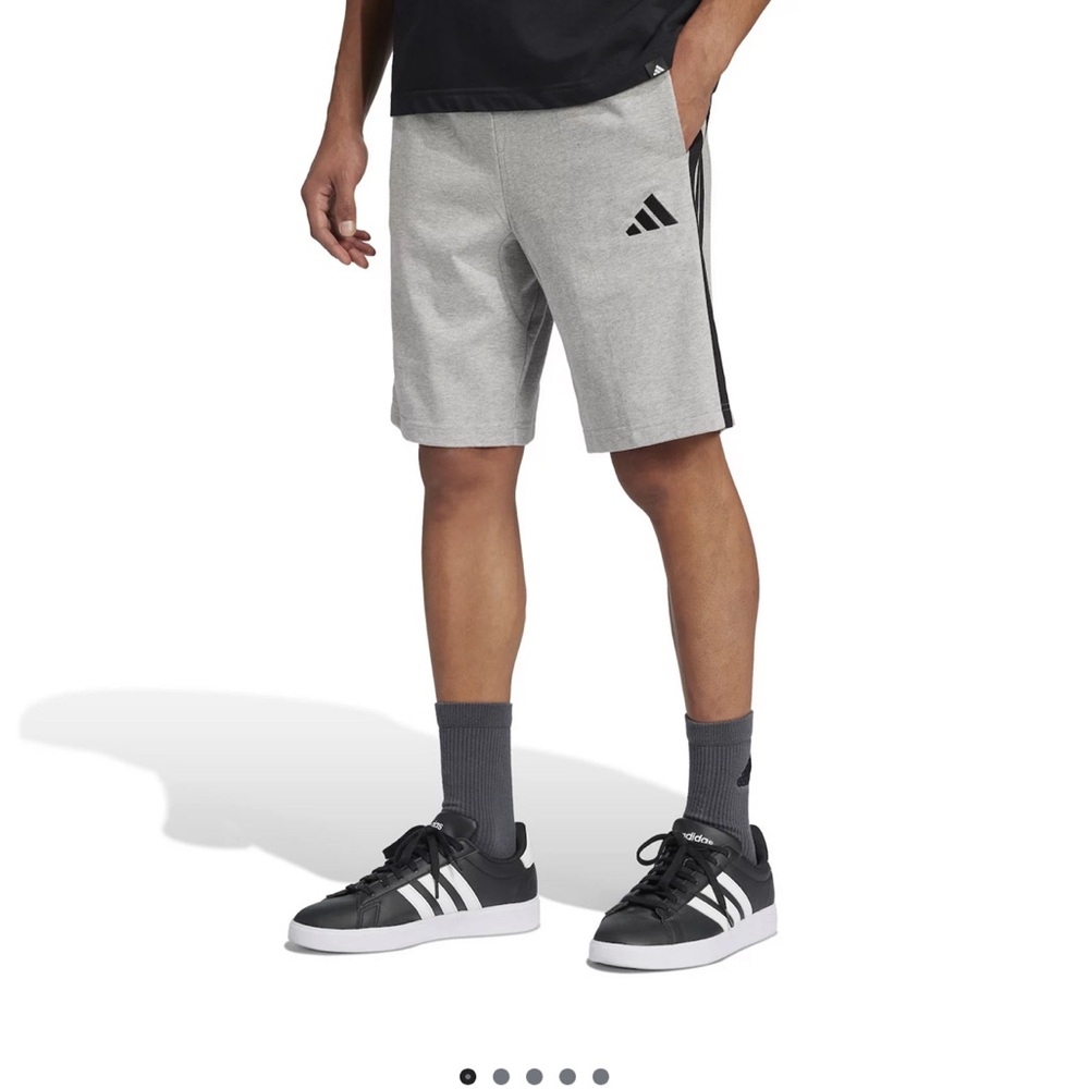 Adidas Men’s Essential Three Stripes Fleece Gray Shorts